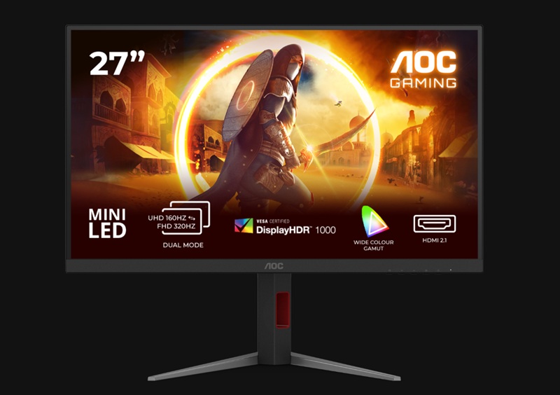 Vista frontal del monitor AOC U27G4XM