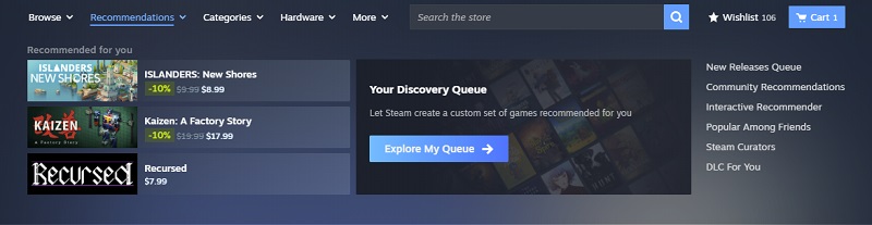 Menú de tienda actualizado 1 de Steam Menú de tienda actualizado 1 de Steam