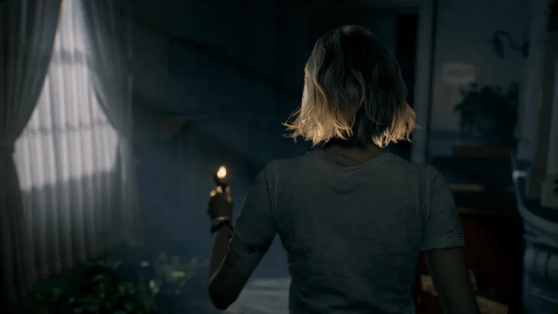 Una escena de Resident Evil 9: Grace con un encendedor