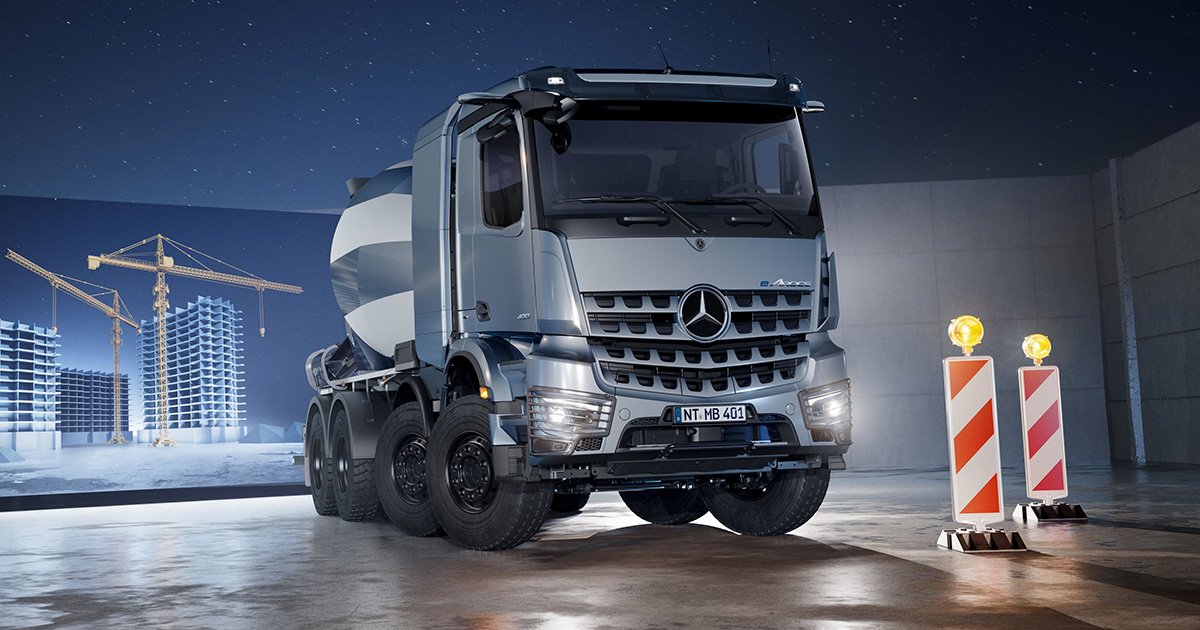 Mercedes-Benz eArocs 400 en la obra Mercedes-Benz eArocs 400 en la obra