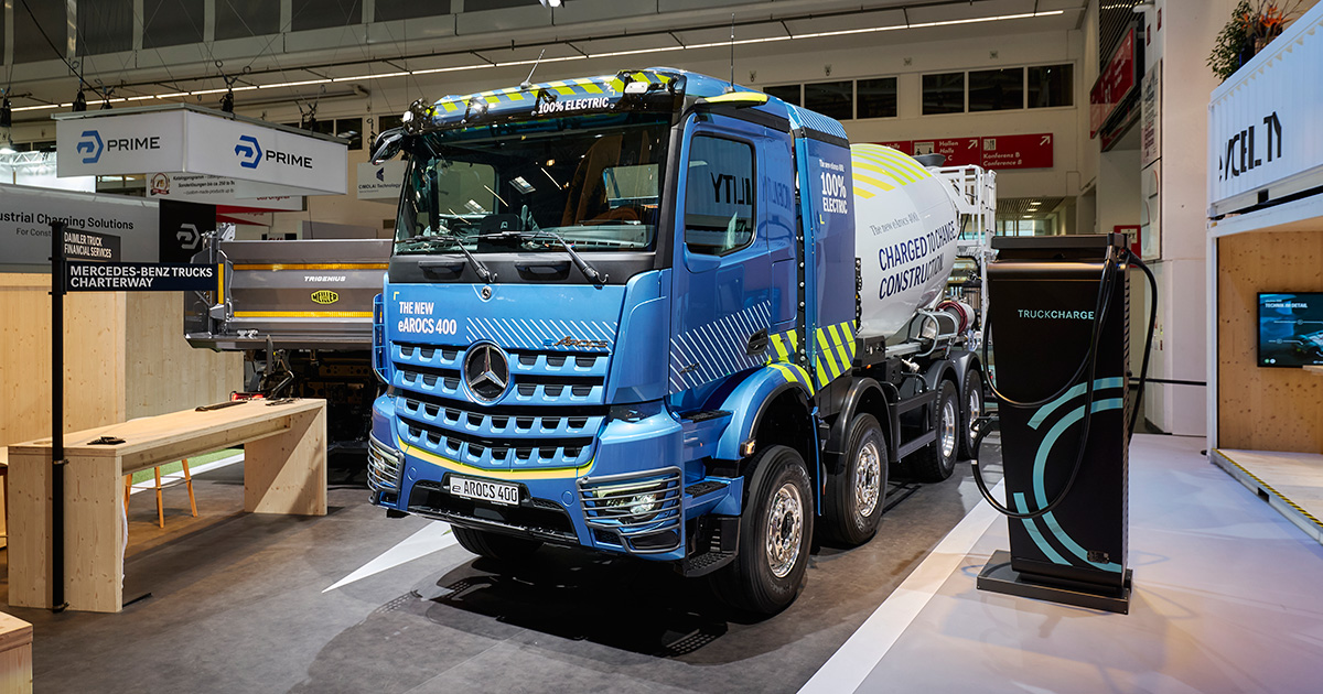 Mercedes-Benz eArocs 400 en bauma 2025 Mercedes-Benz eArocs 400 en versión hormigonera