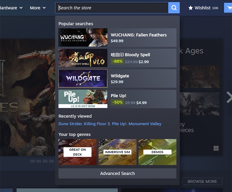 Menú de tienda actualizado 2 de Steam Menú de tienda actualizado 2 de Steam