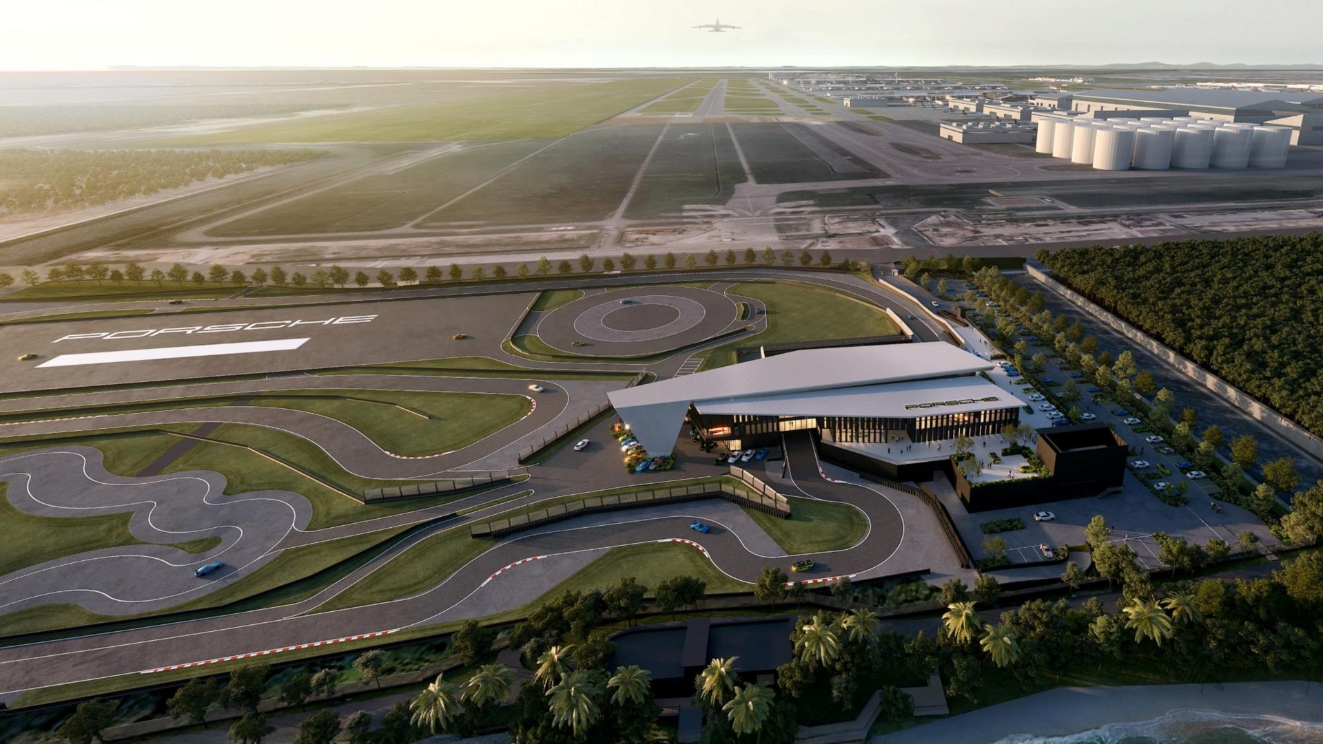 Interior del Porsche Experience Center en Singapur