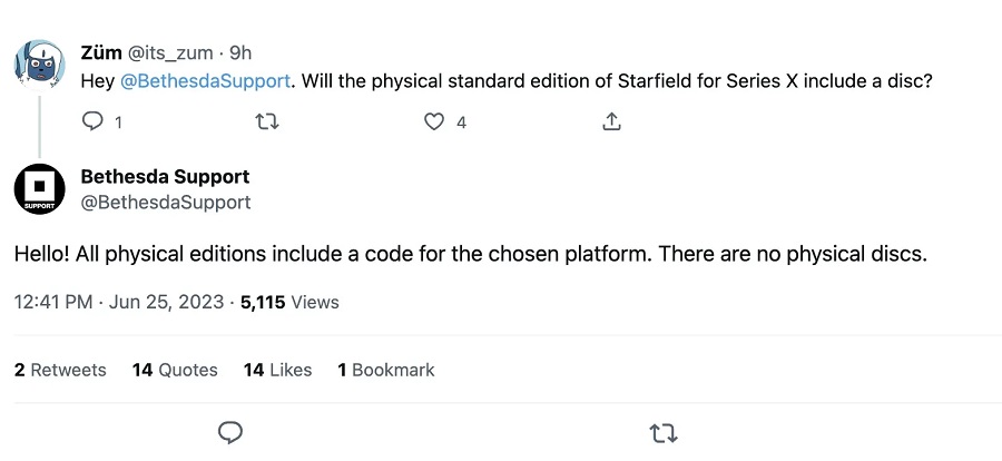 Starfield no estará disponible en disco - Bethesda dice que las ediciones físicas sólo incluirán el código de activación del juego-2 Starfield no estará disponible en disco - Bethesda dice que las ediciones físicas sólo incluirán el código de activación del juego-2
