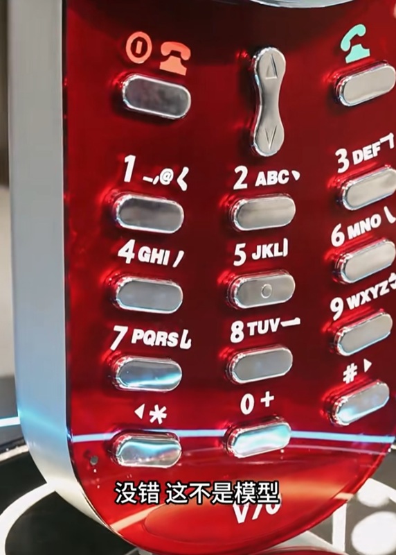 Un grupo de turistas toma fotos con el gigante Motorola V70