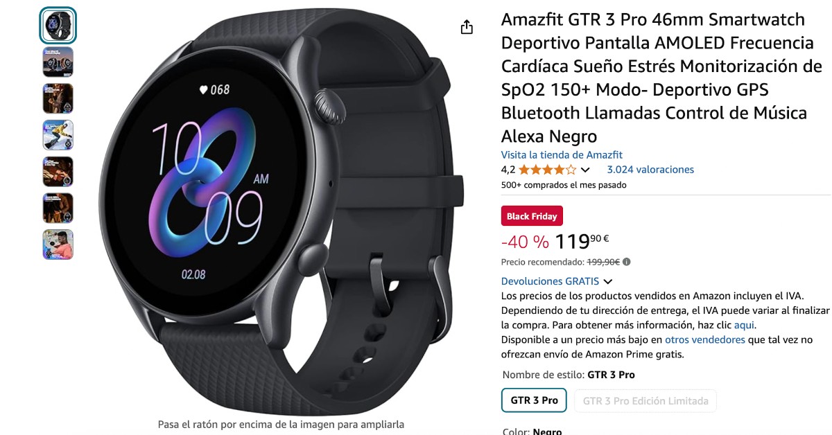 Amazfit GTR 3 Pro 46mm Smartwatch con un descuento del 80. Oferta Black Friday! Amazfit GTR 3 Pro 46mm Smartwatch con un descuento del 80. Oferta Black Friday!