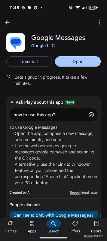 Interfaz de Google Play con la capacidad de Pregunta a Play Interfaz de Google Play con la capacidad de Pregunta a Play