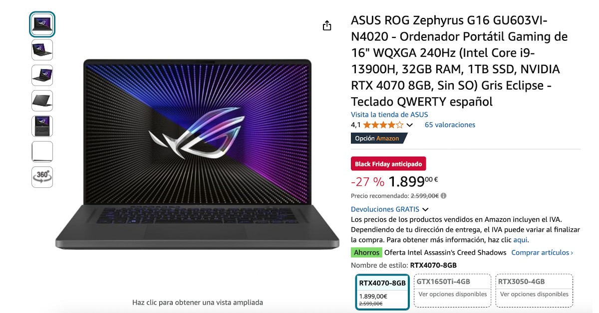 ASUS ROG Zephyrus G16 GU603VI-N4020 con un descuento limitado de 700€! ASUS ROG Zephyrus G16 GU603VI-N4020 con un descuento limitado de 700€!