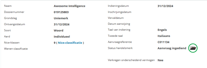 Captura de pantalla de la marca "Awesome Intelligence" en Europa Captura de pantalla de la marca "Awesome Intelligence" en Europa