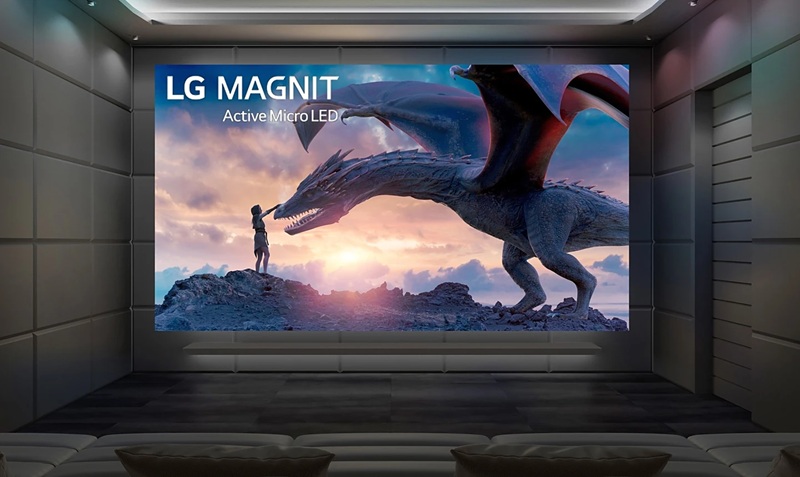 Vista en primer plano de la pantalla del televisor LG Magnit Vista en primer plano de la pantalla del televisor LG Magnit