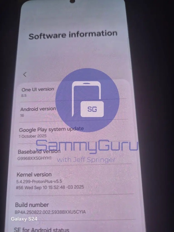 Imagen de interfaz de Galaxy S25