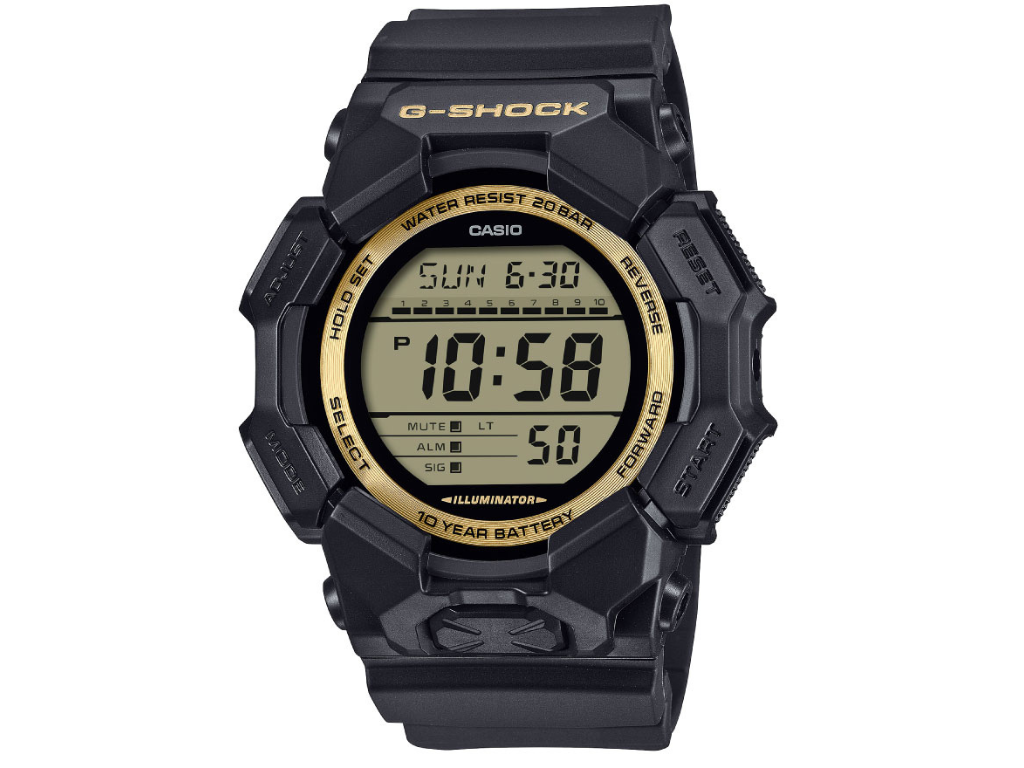 Casio G-Shock GD-010GB-1A9JF - caja negra y detalles dorados
