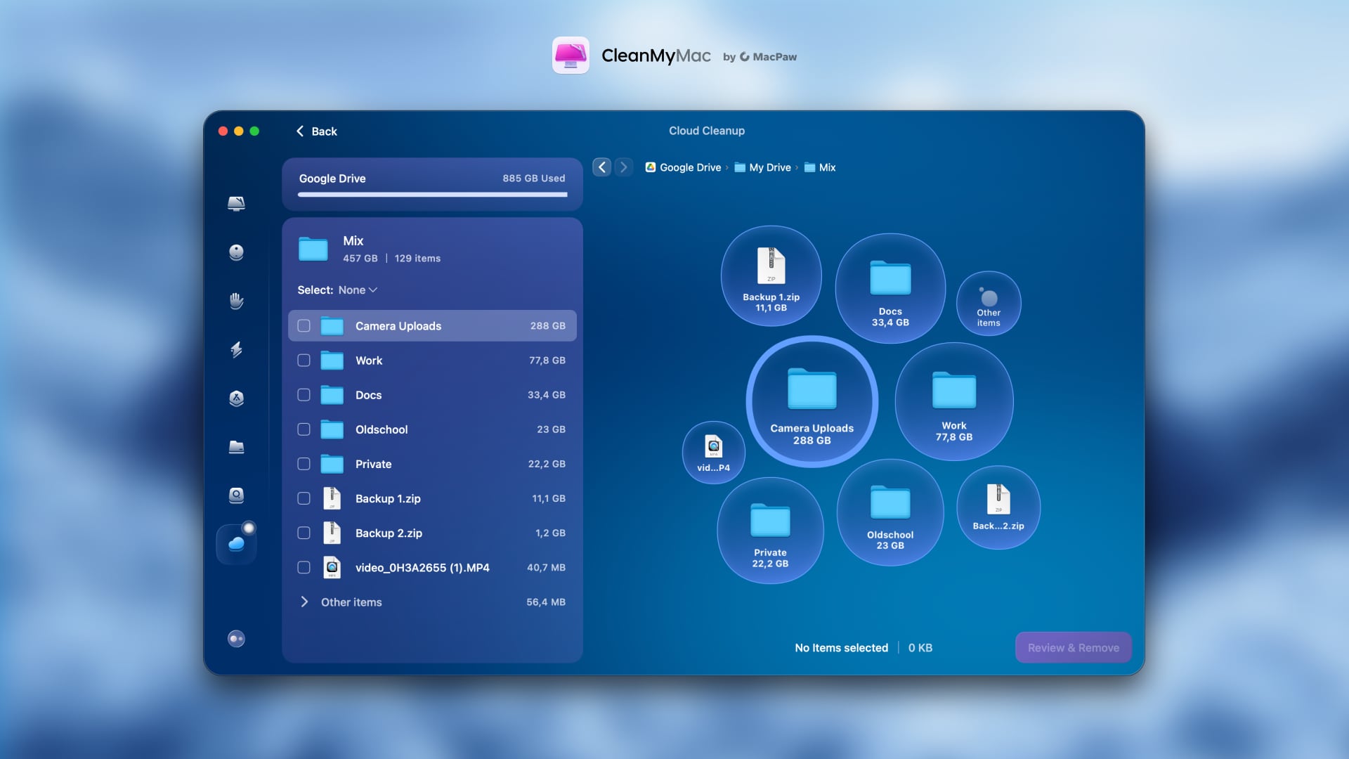 El trabajo de CleanMyMac Cloud Cleanup. Ilustración: MacPaw