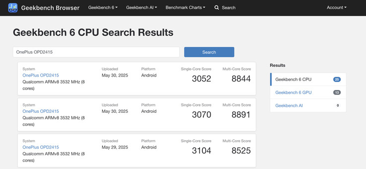 OnePlus Pad 3 en Geekbench OnePlus Pad 3 en Geekbench