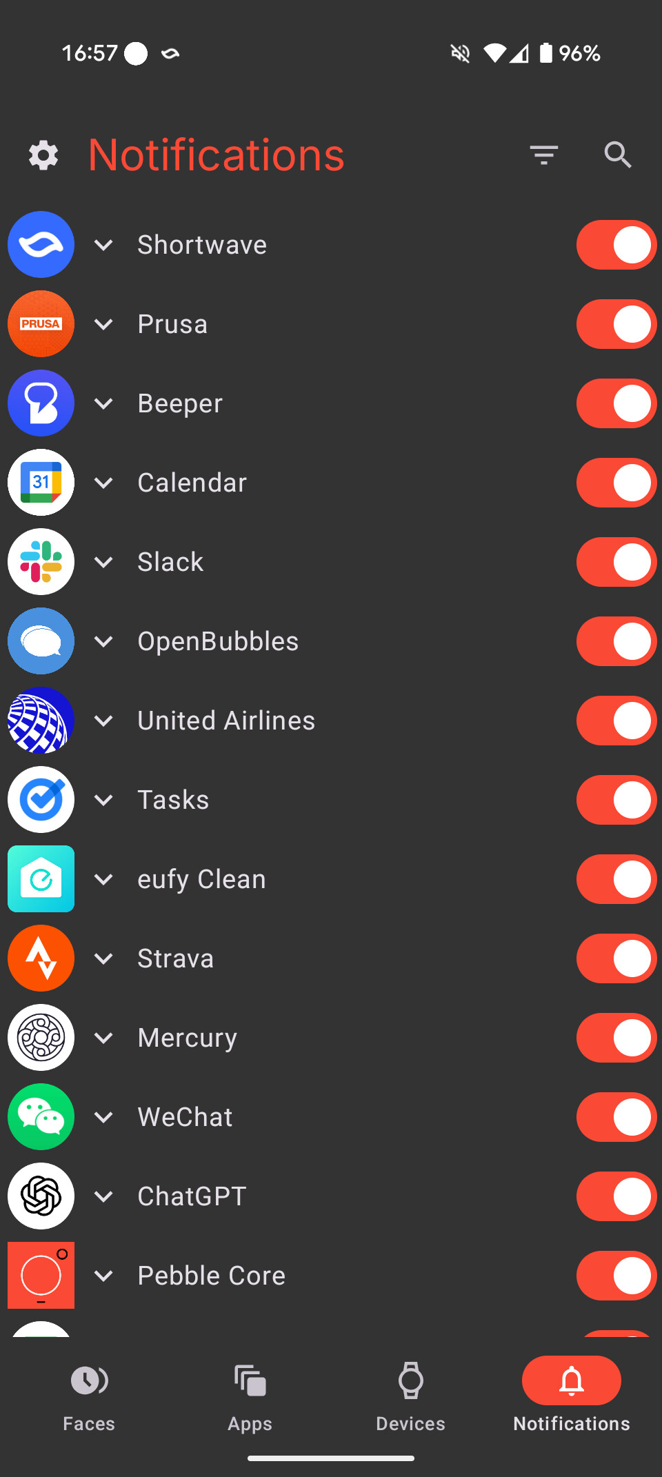 Notificaciones de la app Pebble Notificaciones de la app Pebble