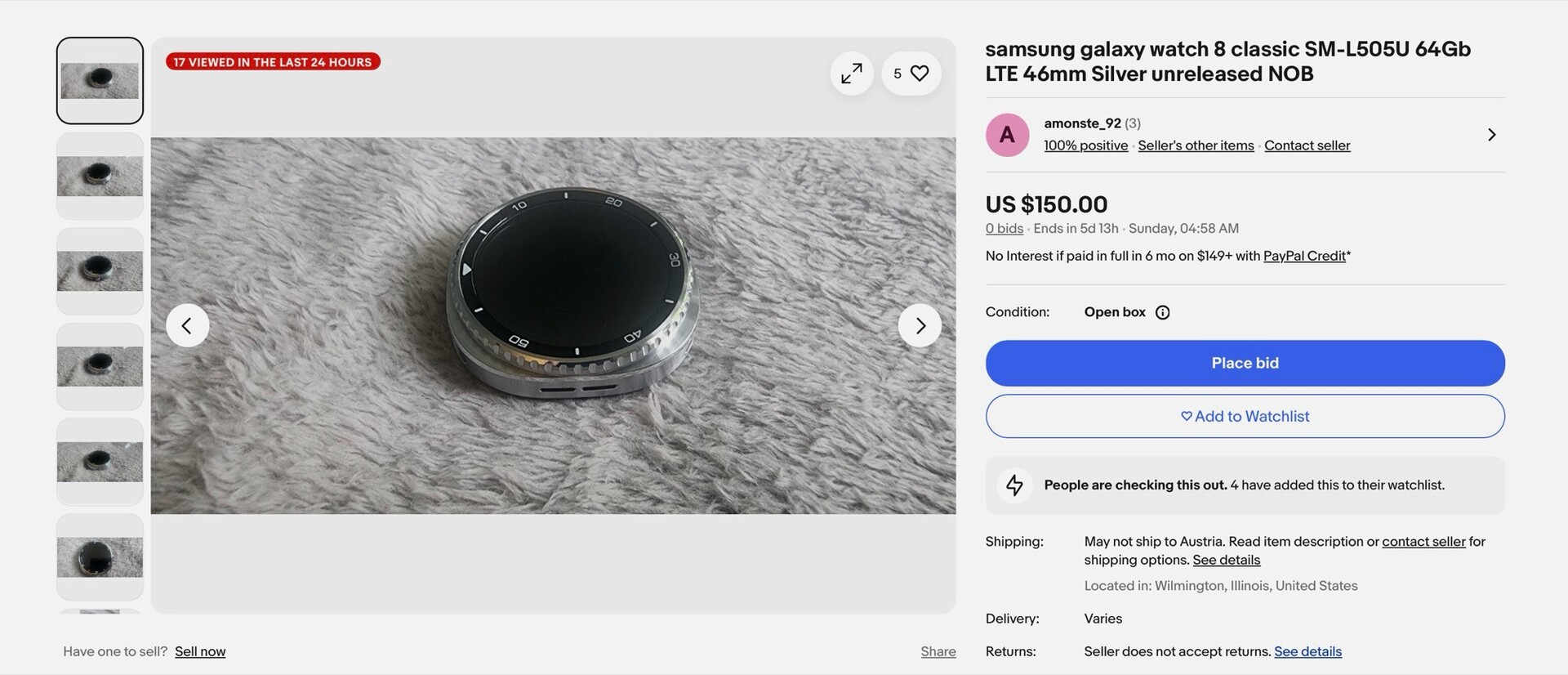 Samsung Galaxy Watch 8 Classic Samsung Galaxy Watch 8 Classic ha aparecido en eBay