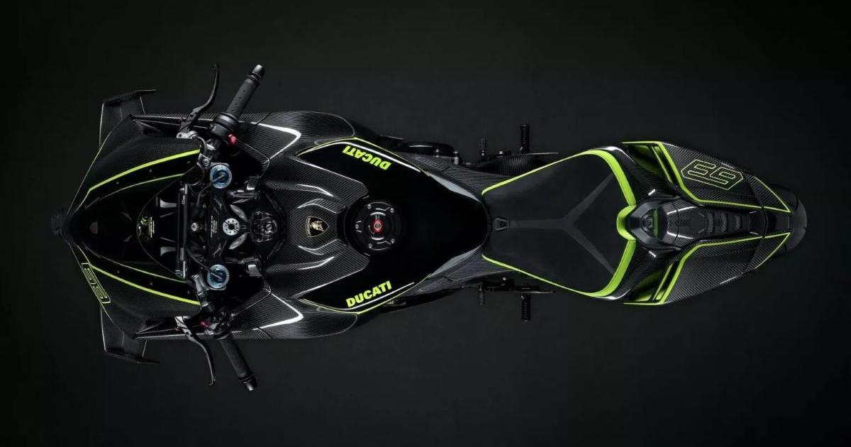 Motocicleta deportiva Ducati Panigale V4 Lamborghini con elementos de diseño únicos Motocicleta deportiva Ducati Panigale V4 Lamborghini con elementos de diseño únicos