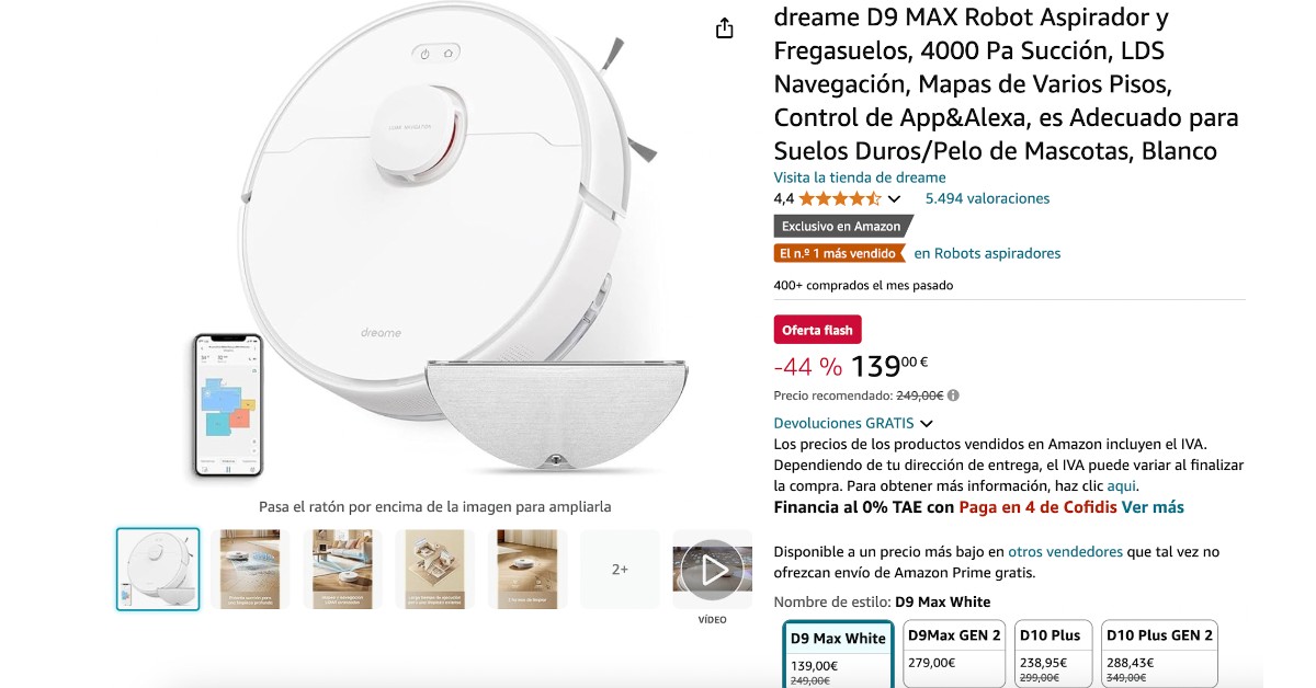 dreame D9 MAX robot aspirador y fregasuelos - ¡Ahora 110€ de descuento! dreame D9 MAX robot aspirador y fregasuelos - ¡Ahora 110€ de descuento!