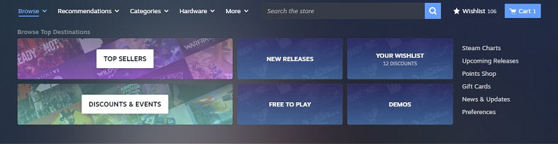Menú de tienda actualizado 4 de Steam Menú de tienda actualizado 4 de Steam