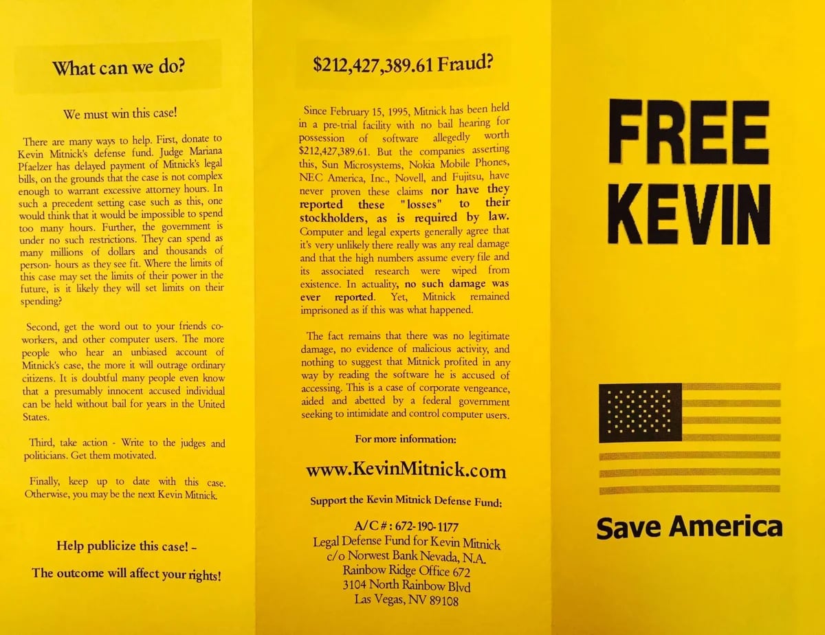 Folleto "Free Kevin". Ilustración: mitnicksecurity.com