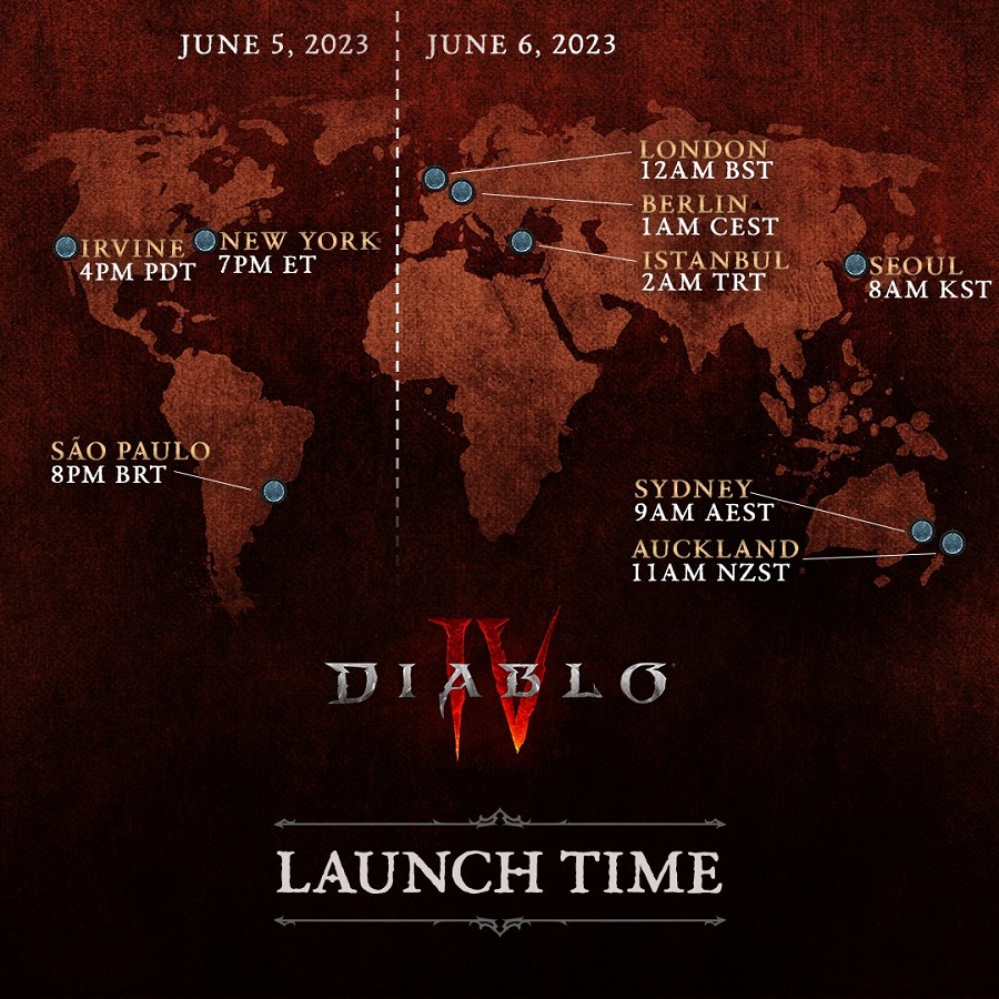 Blizzard ha publicado mapas que muestran claramente la fecha y hora de lanzamiento de Diablo IV en distintas zonas horarias-3 Blizzard ha publicado mapas que muestran claramente la fecha y hora de lanzamiento de Diablo IV en distintas zonas horarias-3