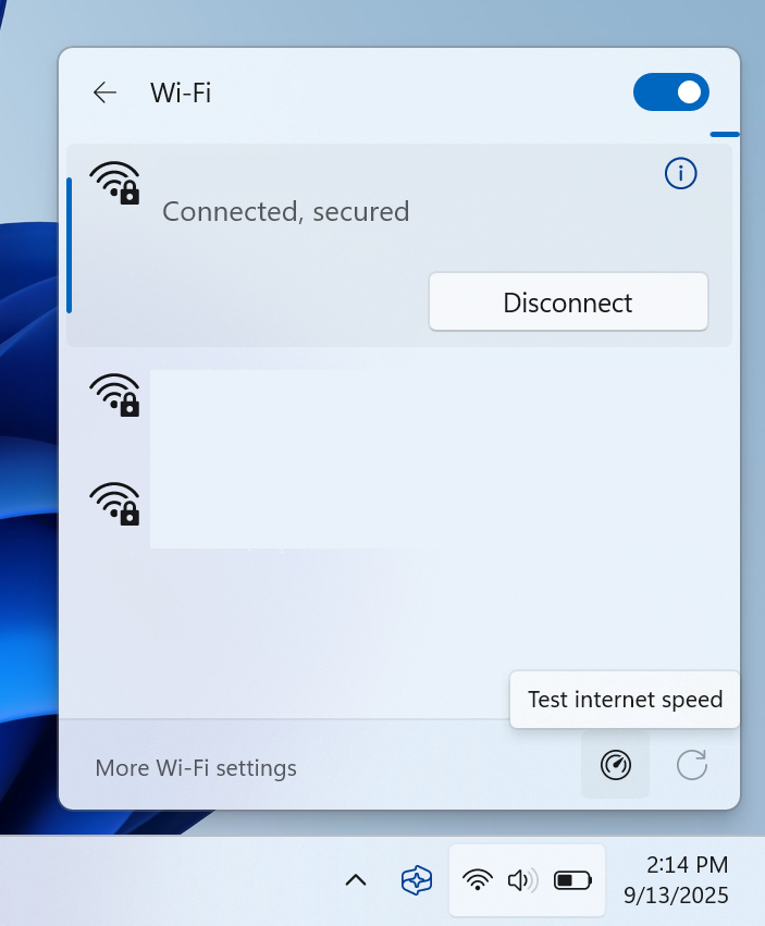 Windows 11 tendrá un comprobador de velocidad de Internet integrado directamente en la barra de tareas Menú rápido de configuraciones de red de Windows 11