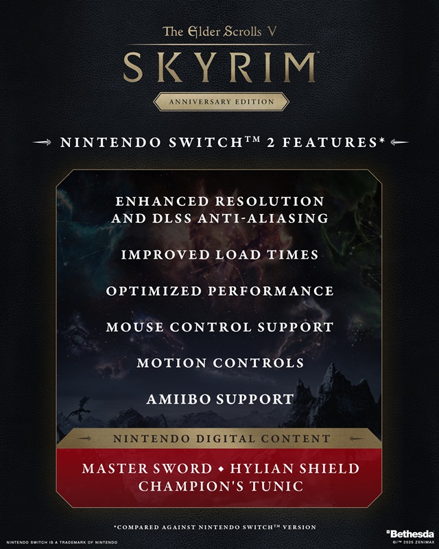 Captura de pantalla del juego Skyrim en Nintendo Switch 2