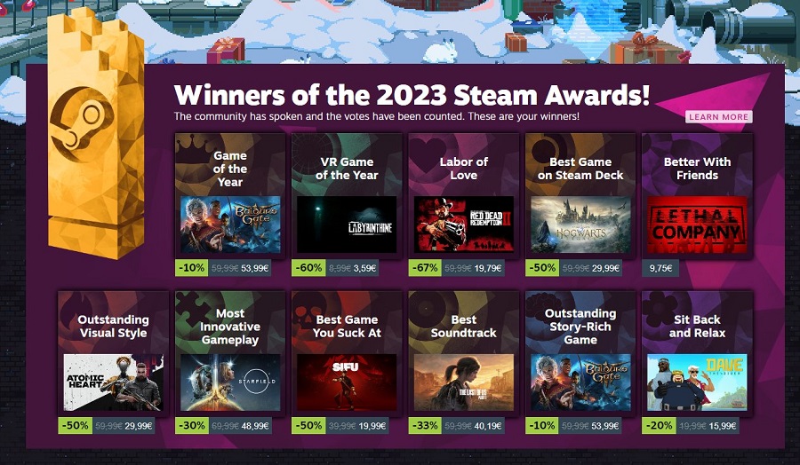 Ya se conocen los ganadores de los Premios Steam 2023: Baldur's Gate III ha sido elegido Mejor Juego del Año por los jugadores-2 Ya se conocen los ganadores de los Premios Steam 2023: Baldur's Gate III ha sido elegido Mejor Juego del Año por los jugadores-2