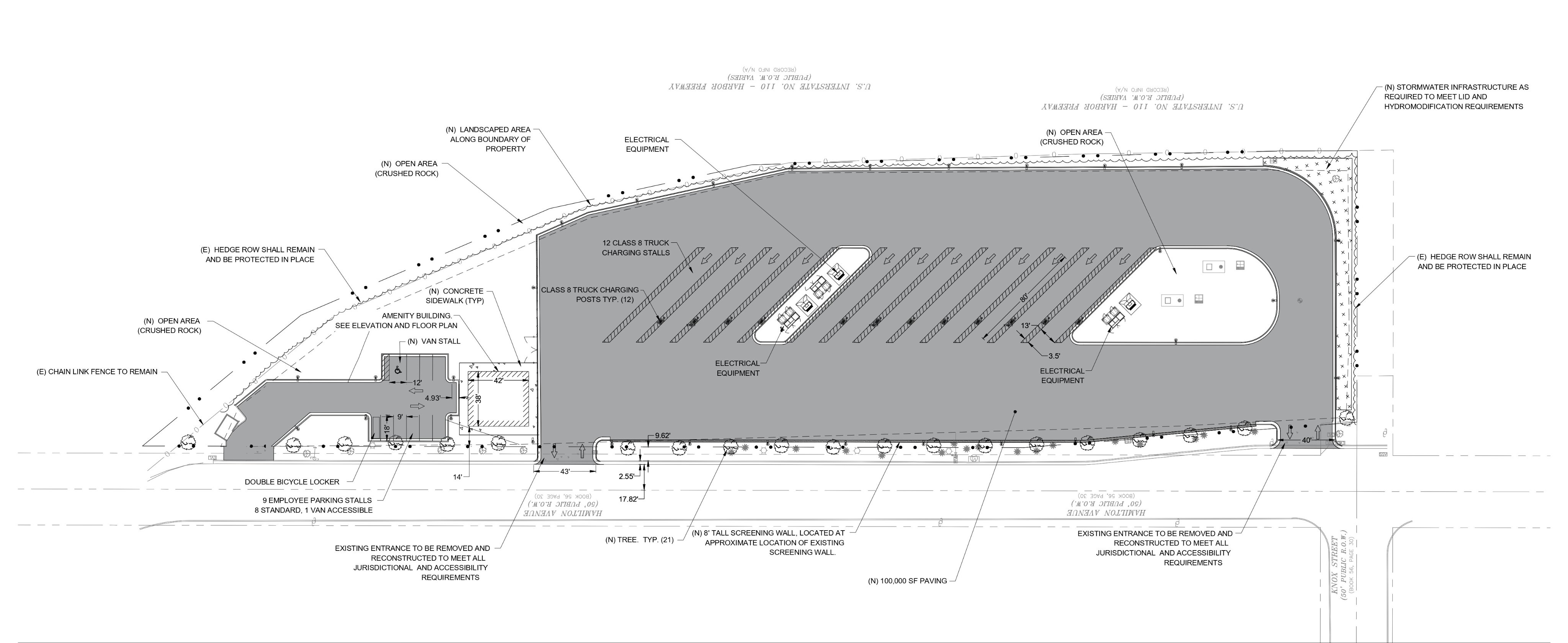 Plano de la estación pública Tesla Megacharger