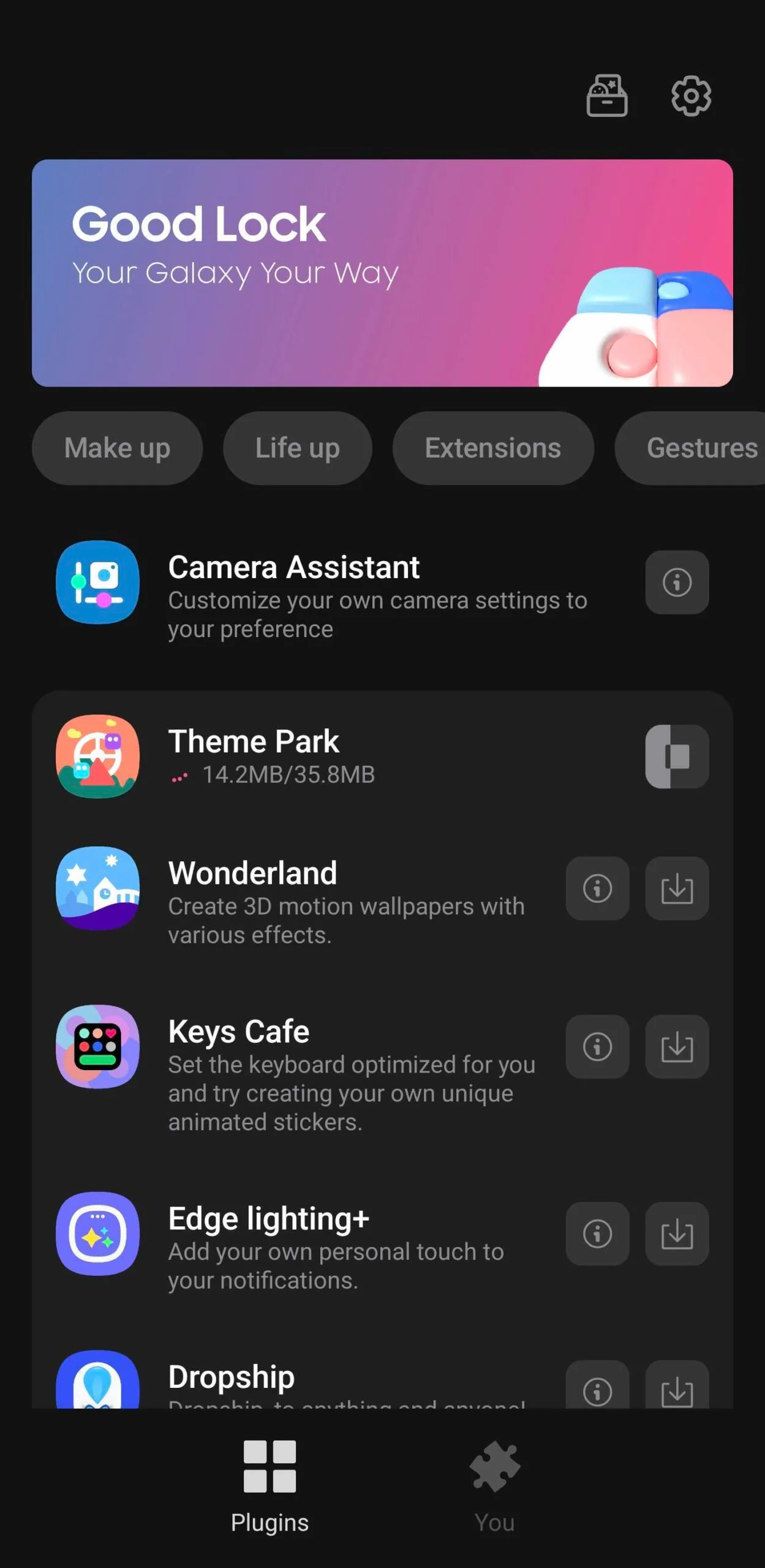 Pantalla principal de Good Lock Pantalla principal de Good Lock