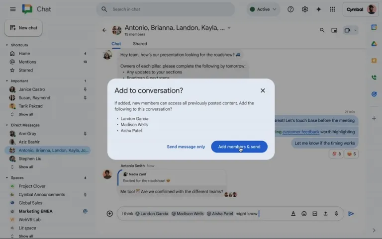 Añadir @menciones a Google Chat