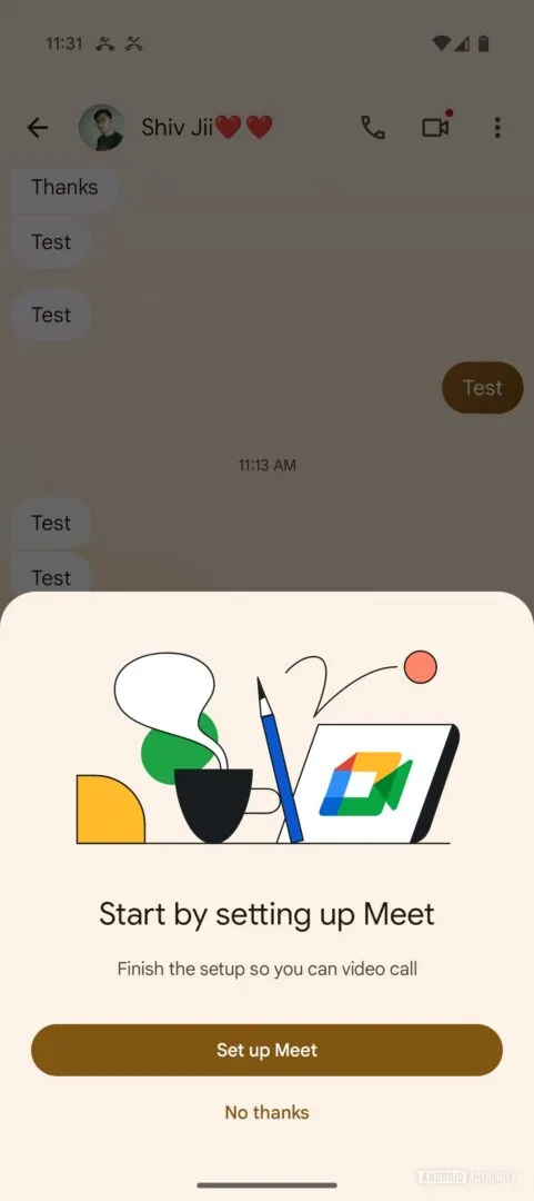 Nueva opción de videollamada en Mensajes de Google