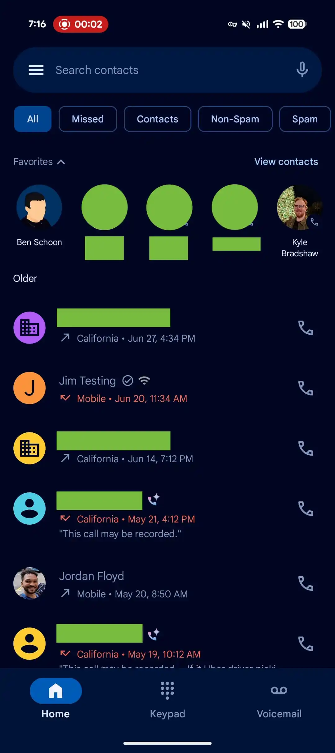 Nuevo diseño de la pantalla de inicio de Google Phone Nuevo diseño de la pantalla de inicio de Google Phone