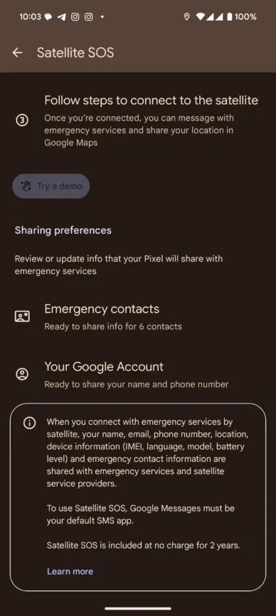 Función SOS del satélite Google Pixel Función SOS del satélite Google Pixel