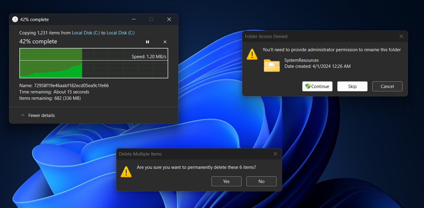 Illustration of the dark design of Windows 11 windows