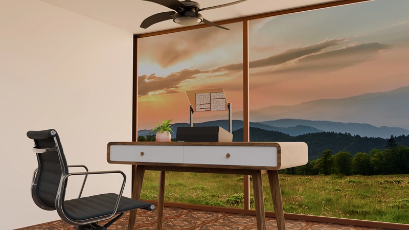 Pantalla traslúcida Phantom contra el telón de fondo de un atardecer