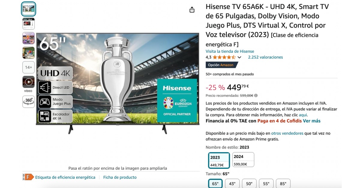 Hisense TV 65A6K por 150€ ! ¡Oferta por tiempo limitado! Hisense TV 65A6K por 150€ ! ¡Oferta por tiempo limitado!