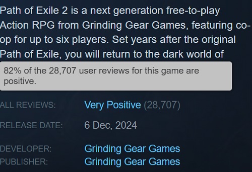 Reseñas en Steam de Path of Exile 2