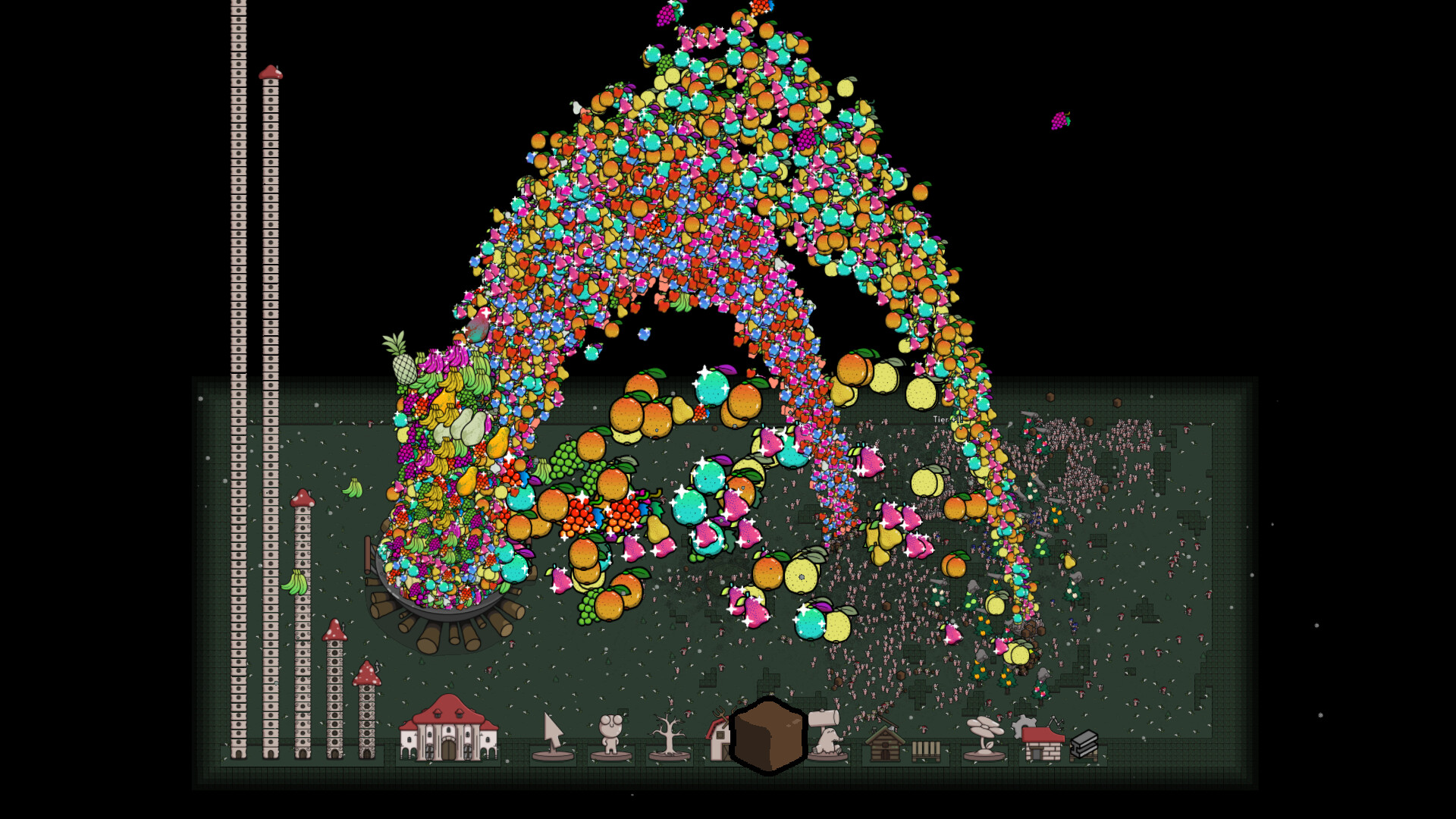 Captura de pantalla del juego Idle Colony, automatización del proceso de recogida