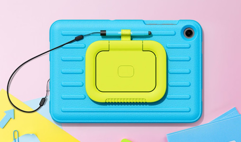 Galaxy Tab A11+ Kids Edition con carcasa de goma azul