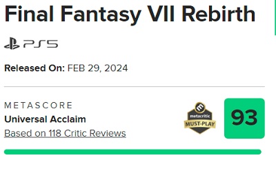 La crítica se muestra entusiasmada con Final Fantasy VII Rebirth y le otorga las máximas calificaciones-2 La crítica se muestra entusiasmada con Final Fantasy VII Rebirth y le otorga las máximas calificaciones-2