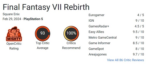 La crítica se muestra entusiasmada con Final Fantasy VII Rebirth y le otorga las máximas calificaciones-3 La crítica se muestra entusiasmada con Final Fantasy VII Rebirth y le otorga las máximas calificaciones-3