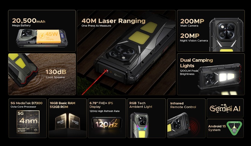 Smartphone Doogee V Max LR con protección IP68 e IP69K