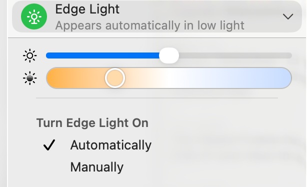 Foto demostrando la función Luz de Borde en macOS