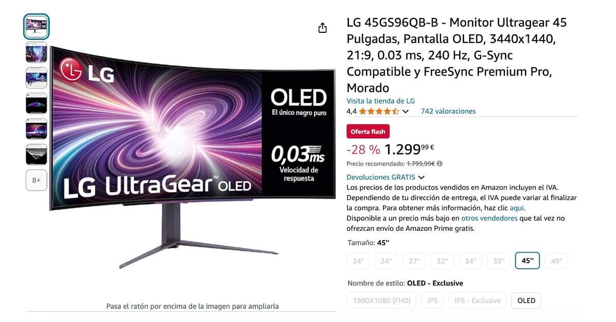 Oportunidad única: 500€ de descuento en el Monitor LG 45GS96QB-B Ultragear de 45”! Oportunidad única: 500€ de descuento en el Monitor LG 45GS96QB-B Ultragear de 45”!