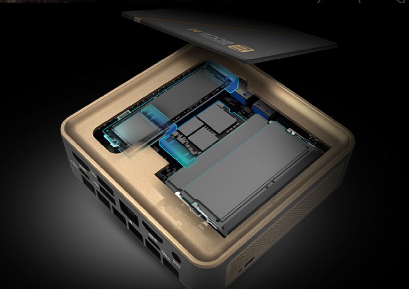 Carcasa de estilo elegante negro y dorado de mini-PC