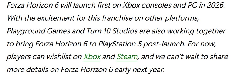 El tan esperado anuncio de Forza Horizon 6