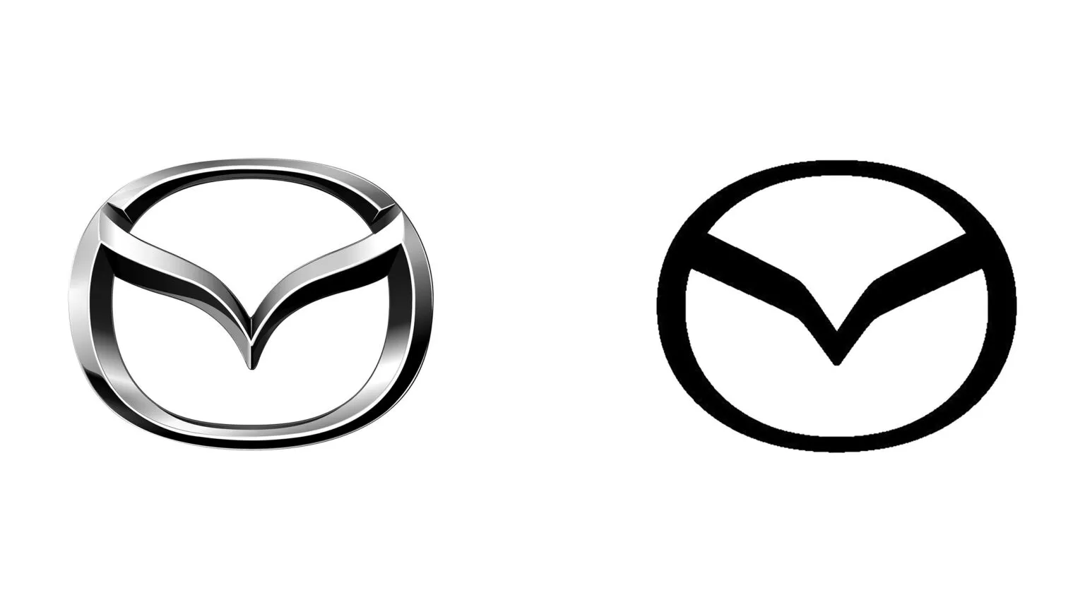 Comparación del antiguo y el nuevo emblema de Mazda Emblemas antiguos y nuevos de Mazda