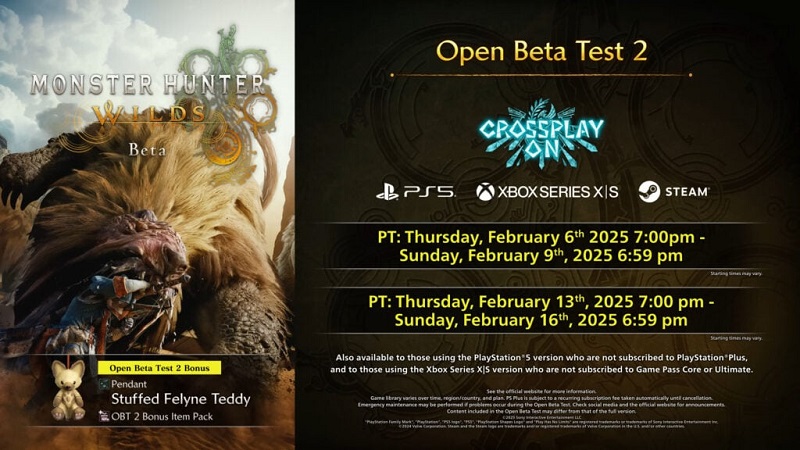 Calendario de la segunda beta de Monster Hunter Wilds