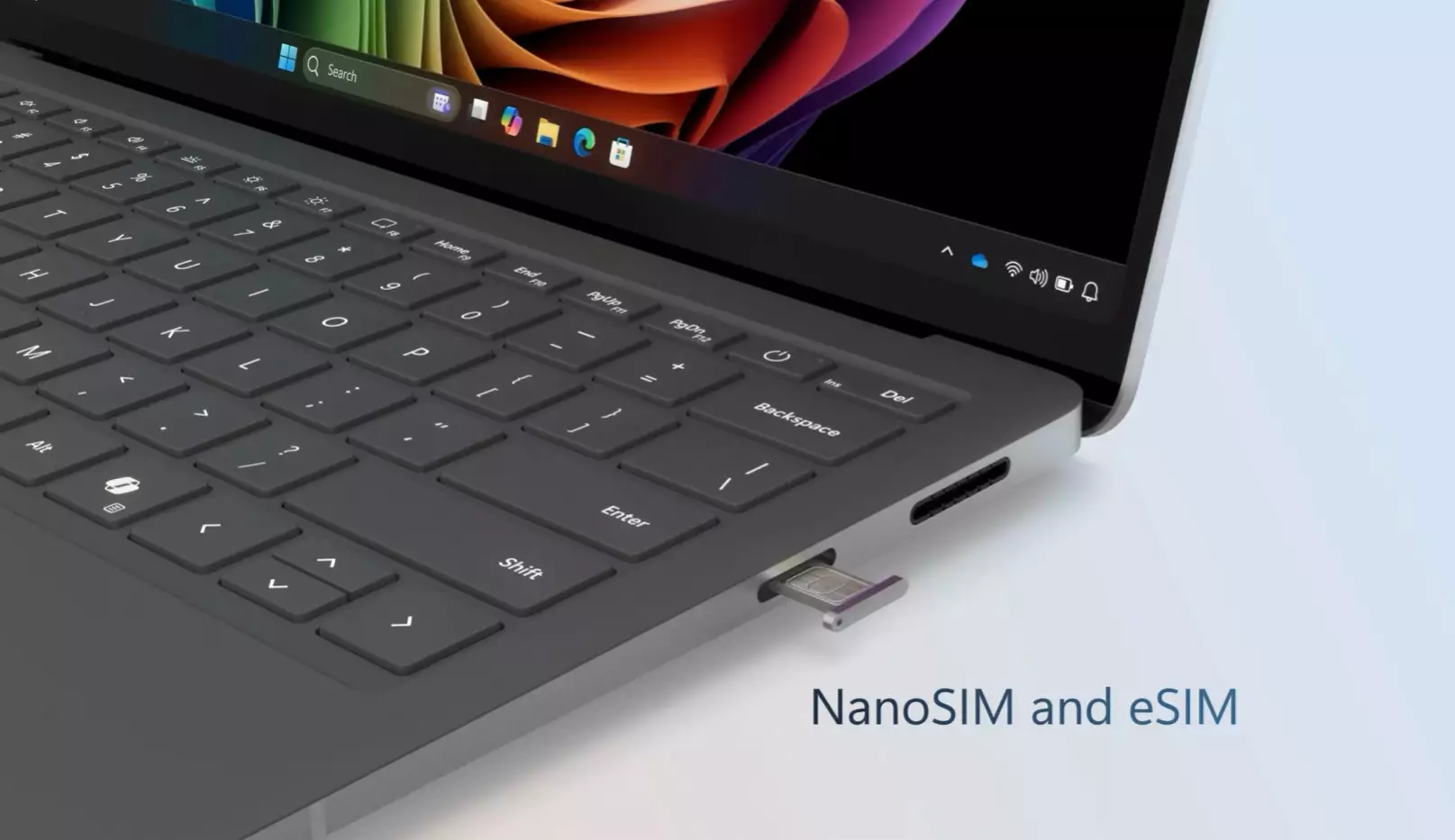 Ilustración de la ranura eSIM para Microsoft Surface Laptop 5G